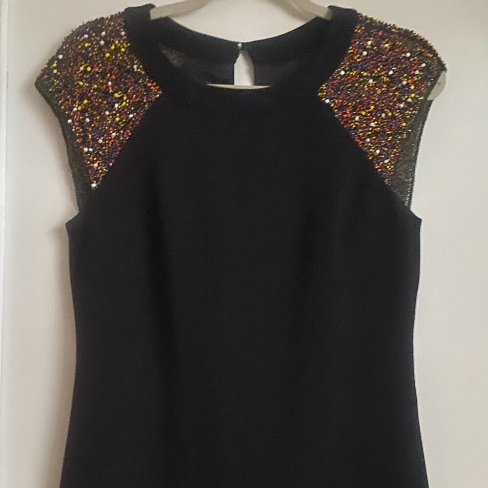 Black Dress with Beaded Sleeve Detail  Trink Turk Size 2